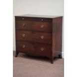 George III mahogany chest fitted with three drawers and slide, raised on splayed bracket feet,