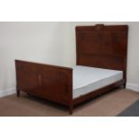 20th century French style yew wood 4' 6'' double bedstead with base Condition Report