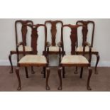 Early 20th century mahogany set five (2+3) Queen Anne style chairs Condition Report
