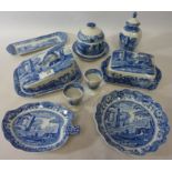 Spode 'Italian' cheese dish, butter dish, preserve pot and cover,