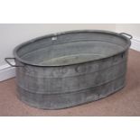 Oval tin bath fitted with carry handles, W102cm Condition Report <a href='//www.