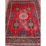 Large Persian Kerman red ground rug carpet,