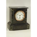 Victorian slate mantel clock with engraved decoration, dial signed 'Gaydon & Sons', W22cm,