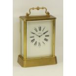 Angelus brass and bevel glass glazed carriage clock, W13cm,