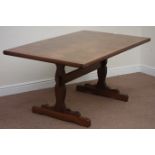 20th century oak rectangular block parquetry top dining table,