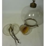 19th century brass and glass candle holder Condition Report <a href='//www.