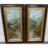 Upland River Landscape, pair late 19th/early 20th century oil's on board signed A.