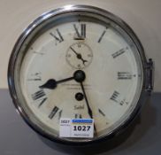Ships 'sestrel' chromium cased wall clock by Henry Browne & Son Ltd Barking London 18cm diameter