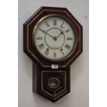 19th century walnut American drop dial wall clock, circular dial, signed 'Seth Thomas',