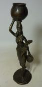 Benin bronze African sculpture of a tribal lady and child Condition Report <a