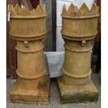 Pair crown top terracotta chimney pots Condition Report <a href='//www.