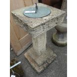 Composite stone brick effect sun dial H62cm and another sun dial base Condition Report