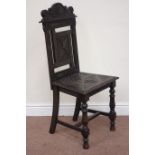 Victorian heavily carved oak Jacobean style hall chair Condition Report <a