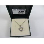 Heart shaped white gold cubic zirconia pendant necklace hallmarked 9ct Condition Report
