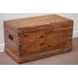 19th century pine blanket box with hinged lid,