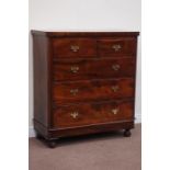 19th century walnut chest fitted with two short and three long drawers, W110cm, H119cm,