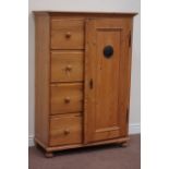 19th century French pine kitchen larder cupboard fitted with four drawers enclosed by vented