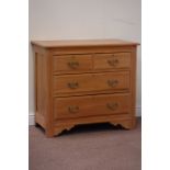 Edwardian satin walnut chest fitted with two short and two long drawers, W92cm, H82cm,