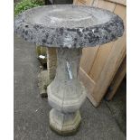 Composite stone birdbath on octagonal bolster column Condition Report 86cm (h) x