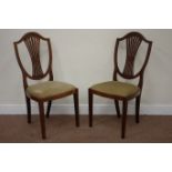 Pair 19th century inlaid rosewood Hepplewhite back side chairs with serpentine upholstered seats