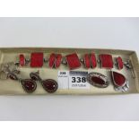 Red enamel and stone set jewellery stamped 925 Condition Report <a href='//www.