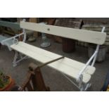 White and cream finish cast iron and wooden slat garden bench W166cm Condition Report