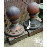 Pair of terracotta spherical gate post finials Condition Report <a href='//www.