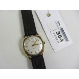 Gentleman's Avia mid-size hallmarked 9ct gold wristwatch on leatherstrap Condition Report