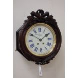 Late 19th century French walnut cased clock fitted with eight day movement, striking on gong,