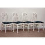 Set four painted dining chairs with upholstered seats Condition Report <a