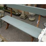 Polished and green painted hardwood bench W129cm Condition Report <a