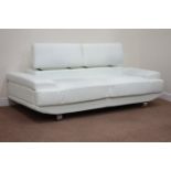 Large three piece white leather lounge suite comprising of - large two seat sofa (W222cm),