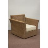 Large wicker conservatory armchair, W100cm Condition Report <a href='//www.