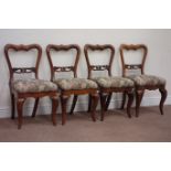 Set four Victorian rosewood dining chairs,