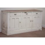 Painted pine sideboard fitted with three drawers and three cupboards, W184cm, H91cm,