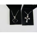 Whitby jet cross and heart pendant necklaces (2) Condition Report <a