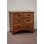 Edwardian satin walnut chest fitted with three drawers, W92cm, H82cm,