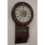 19th century inlaid rosewood drop dial 'Superior 8-day wall clock',