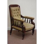 Victorian walnut upholstered armchair,