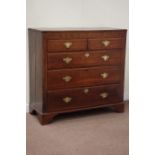 Early 19th century oak and mahogany banded chest fitted with two short and three long drawers,