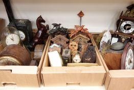 Quantity of various clocks and clock parts in three boxes CLOCKS & BAROMETERS - as we are not a