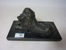 Bronze sculpture of a lion on black marble base L23.