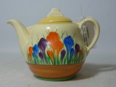 Clarice Cliff Bizarre 'Crocus' Daffodil shaped teapot H13cm Condition Report <a
