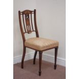 Edwardian inlaid rosewood bedroom chair, raised on spade foot front legs, box wood stringing,