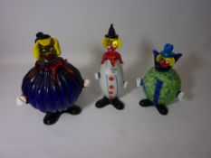 Three Venetian type glass clowns with bulbous bodies Condition Report <a