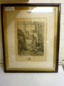The Inn Keeper, W Dendy Sadler engraving signed by the artist and engraver with blind stamp pub.