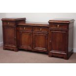 Victorian figured mahogany breakfront drop centre sideboard fitted hinged top and four drawers,