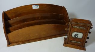20th century oak case perpetual calendar and a letter rack Condition Report <a