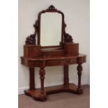 Late Victorian mahogany serpentine Duchess dressing table fitted with single drawer,