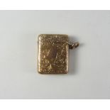 Edwardian rose gold vesta case hallmarked 9ct Chester 1906,